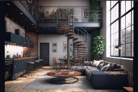 Premium Photo | Luxury apartment decorated with industrial loft modern ...