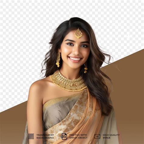 Psd Women Saree Isolated On Transparent Background Premium Ai