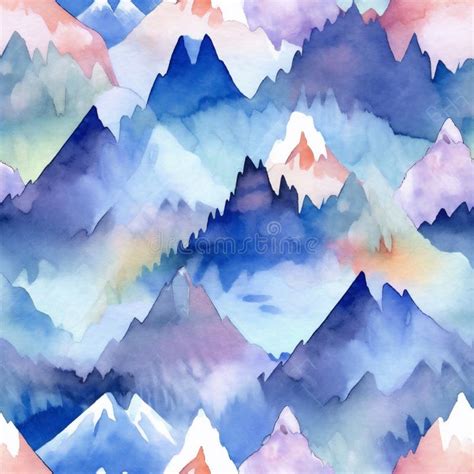 Seamless Watercolor Mountains Stock Illustrations 498 Seamless