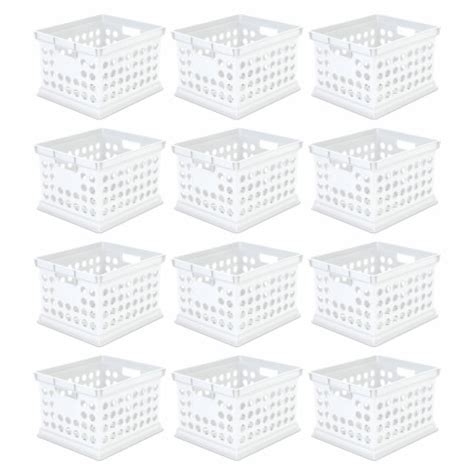 Sterilite Stackable Plastic Storage Open Crate Bin Organizer Box White