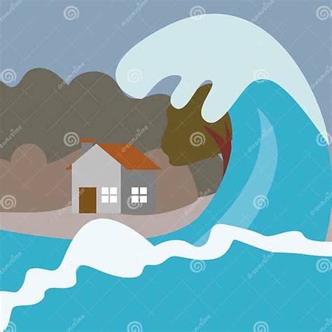 Natural Disaster Illustration Vector Art Logo Template Stock