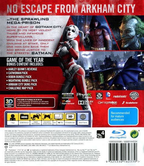 Batman Arkham City Game Of The Year Edition 2012 Playstation 3 Box Cover Art Mobygames