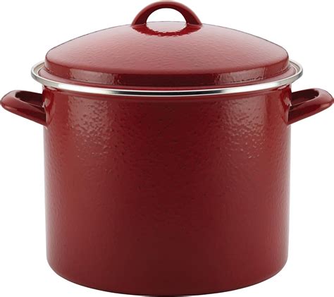 Paula Deen Enamel On Steel Stock Pot Stockpot With Lid Quart