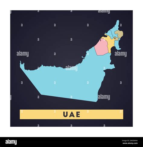 UAE map. Country poster with regions. Shape of UAE with country name ...