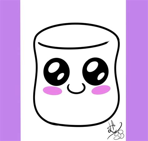 Draw A Kawaii Marshmallow Kawaii Dessin Dessin Kawaii