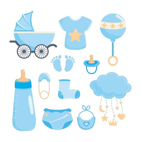 Conjunto De Elementos De Baby Shower Vector Gratis