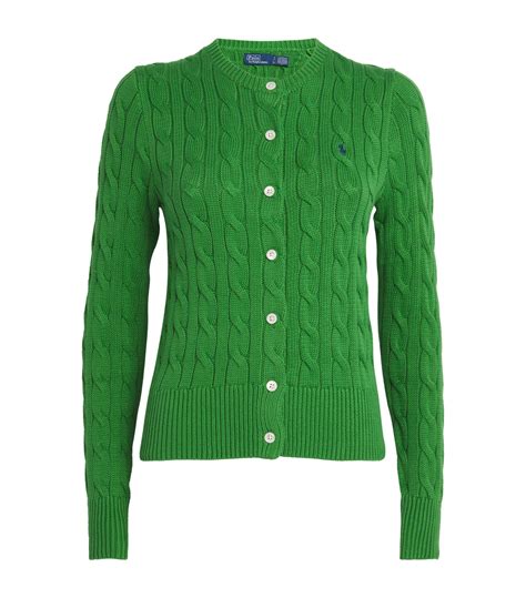 Womens Polo Ralph Lauren Green Cotton Cable Knit Cardigan Harrods Us