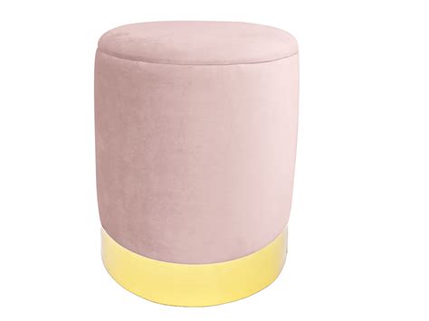 Tov Furniture Pri Round Blush Velvet Storage Ottoman With Gold Base