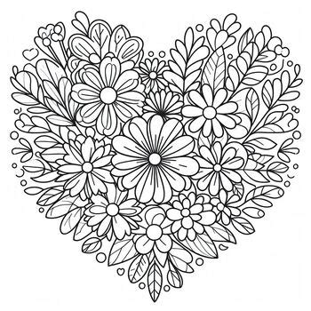 Coloring Page: Flowers Heart for Valentine Day by Earth Cool guy
