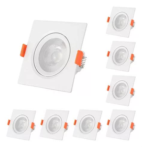 8 Spots Led Embutir Direcionável Quadrado 10w Branco Frio