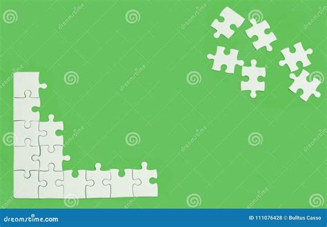 White Jigsaw Of Puzzle On Green Background Stock Illustration