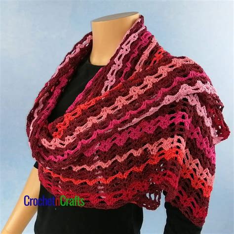 Lacy Double V Stitch Rectangular Shawl Pattern Easy Crochet Patterns