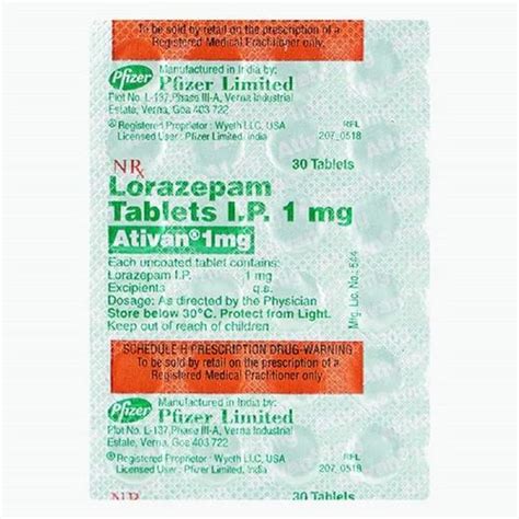 1 Mg Lorazepam Ativan Tablet At ₹ 75stripe Bengaluru Id 2851931651330