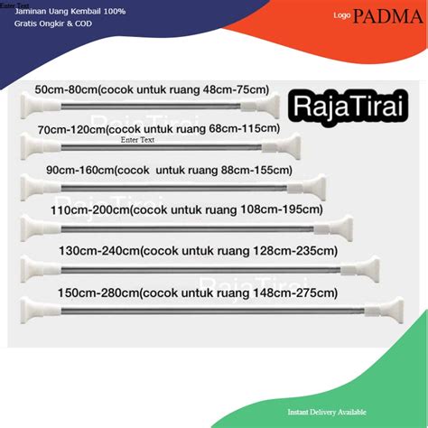 Jual PADMA TIANG Pipa FLEKSIBEL 50CM 300CM Tanpa Paku TIANG KAMAR