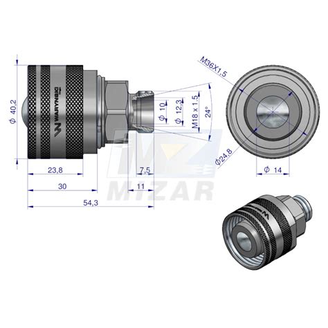 Komplet zawór wtyczka Bizon M18x1 5 skręcane ZSR6160102 z gwintowaną