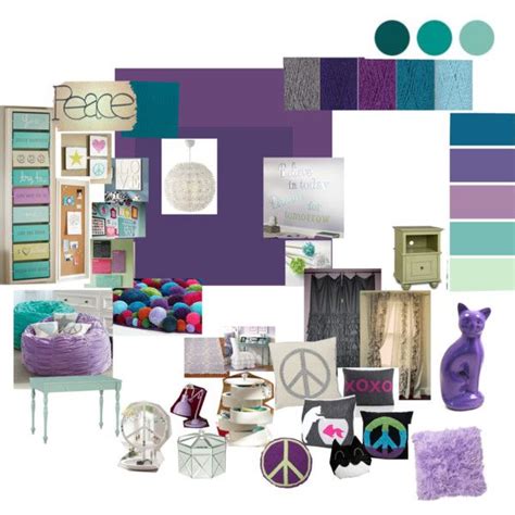 L S Peace Themed Bedroom Tween Bedroom Mood Board Purple Aqua Gray Peace Inspiring Ideas