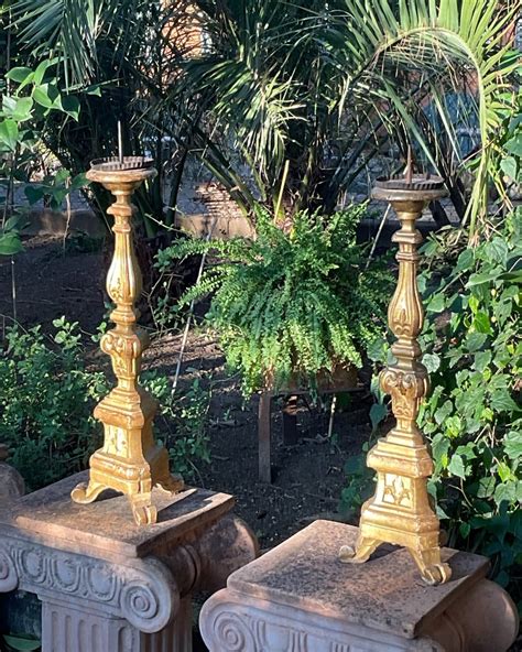 Proantic Pair Of Candelabras Xviii In Golden Wood