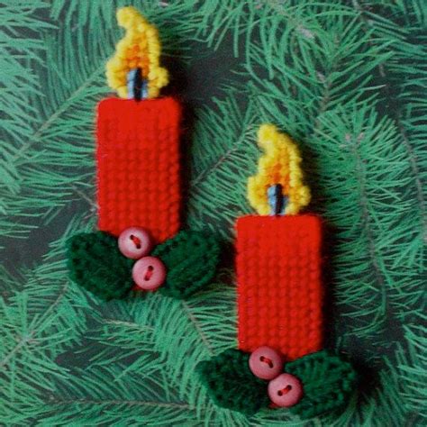 Plastic Canvas Christmas Candle Magnets Set Of 2 Ready Set Sew