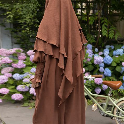 Loriya Muslim Women Long Maxi Dress With Two Layers Matching Khimar Two