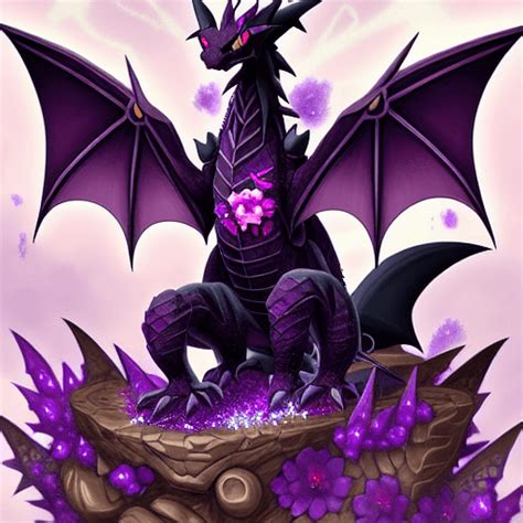 Dark Pokemon Dragon with Flowers · Creative Fabrica