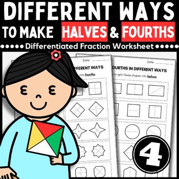 Geometry First Grade Fractions Partitioning Worksheets Activity Halves