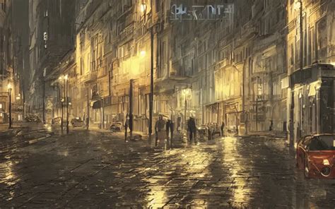 Concept Art Wet Helsinki Street At Night In The Stable Diffusion