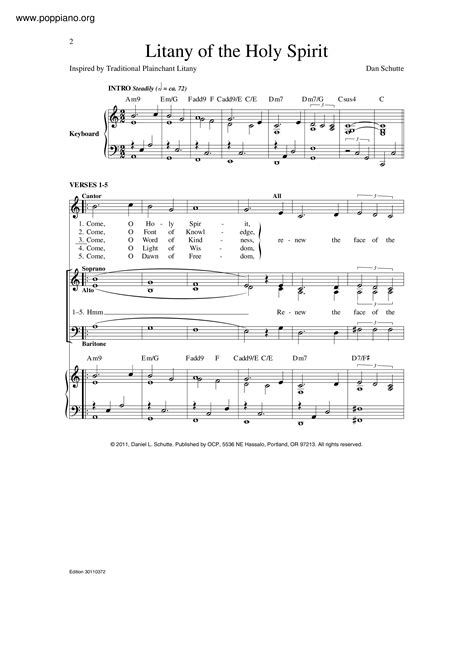 Hymn Litany Of The Holy Spirit Sheet Music Pdf Free Score Download ★