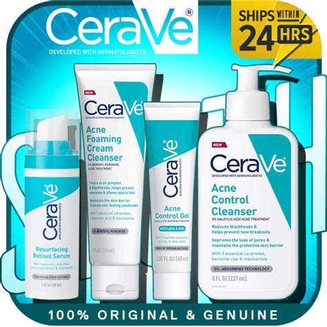 Cerave Acne Resurfacing Retinol Face Serum Control Cleanser Foaming