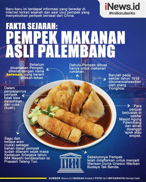 Infografis Fakta Sejarah Pempek Makanan Asli Palembang