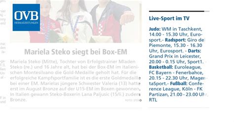 Live Sport Im TV OVB Heimatzeitungen