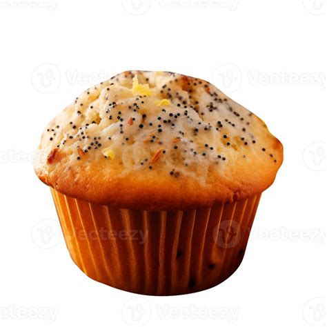 Delicious Lemon Poppy Muffin Isolated On Transparent Background