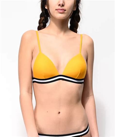 Zumiez Malibu Finish Line Yellow Molded Triangle Bikini Top Mall Of