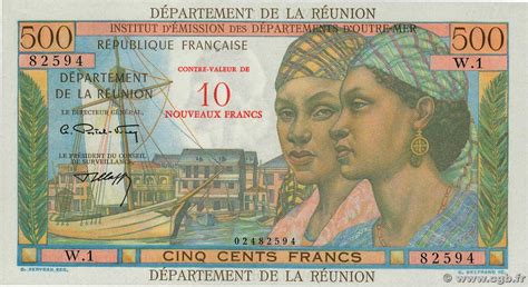 10 NF sur 500 Francs Pointe à Pitre ÎLE DE LA RÉUNION 1967 P 54b