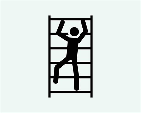 Climbing Ladder Man Climb Stairs Person Up Down Stick Figure Black