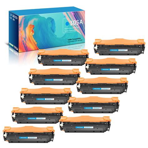 Used 10Pack Cyan Toner Fit For HP 305A CE411A LaserJet Pro 300 Color