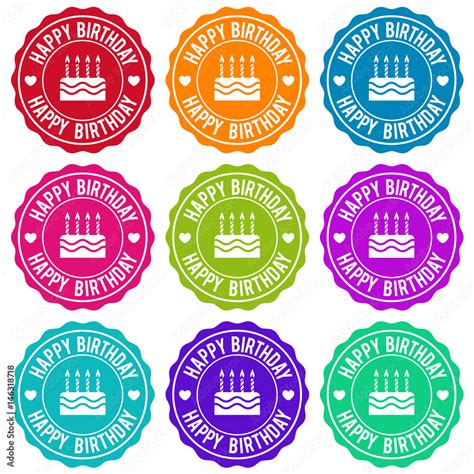 Happy Birthday Themed Label Design Set. Stock Vector | Adobe Stock