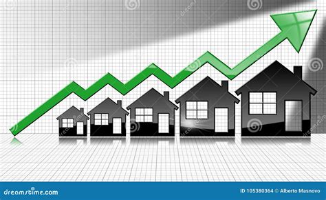 Growing Real Estate Sales Graph With Houses Stock Illustration