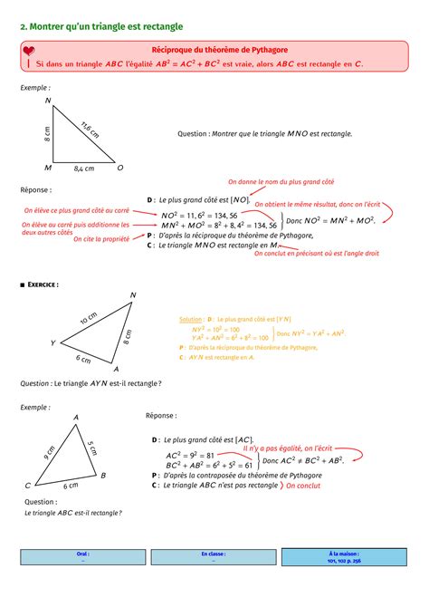 SOLUTION Cours Triangles Rectangles Et Trigonometrie 3eme Annee