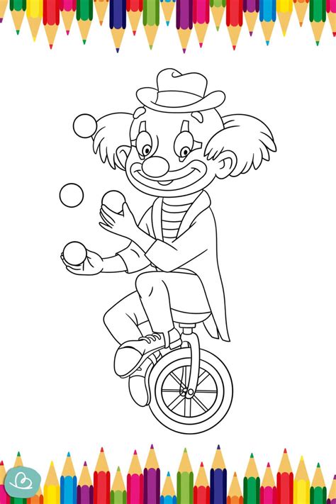 Clowns zum Ausmalen | 10 Malvorlagen - Wunderbunt.de