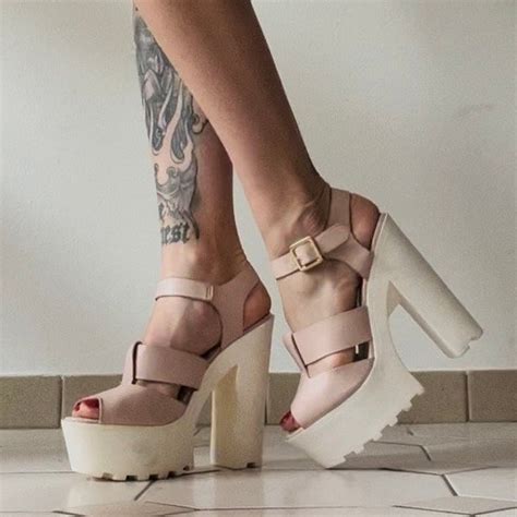 Nude Chunky Heel Etsy
