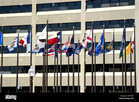 Flags Of The 50 States In The Veterans Memorial Plaza Indianapolis