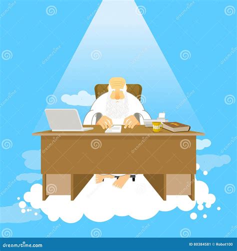 Boss Of Paradise. God Job. Almighty Of Work Place In Heaven