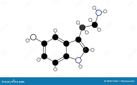 Serotonin Molecule Structural Chemical Formula Ball And Stick Model