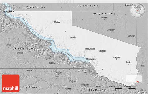 Gray 3D Map of Charles Mix County