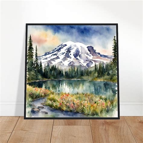 Mount Rainier National Park Art Mount Rainier Painting Mount Rainier