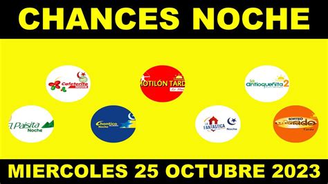 RESULTADOS CHANCES DE HOY MIERCOLES 25 OCTUBRE 2023 CHANCES NOCHE