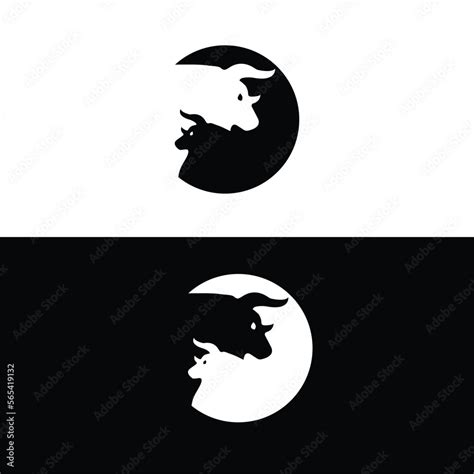 Black and white bull animal logo design . Bull icon . Bull silhouette ...