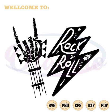 Rock And Roll Music Svg Skeleton Rock Hand Cutting Digital File