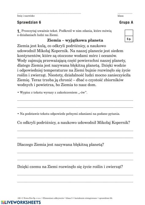 Czytanie Ze Zrozumieniem Online Worksheet For 3 You Can Do The