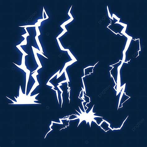 Lightning Set Vector Design Images Cartoon Blue Lightning Set